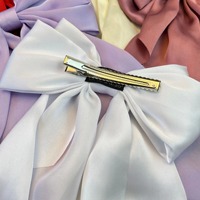 Pince à cheveux de 21cm avec nœud pour femmes, grand tissu, ruban en satin, pince à ressort, accessoires pour cheveux, style élégant, occasions spéciales
