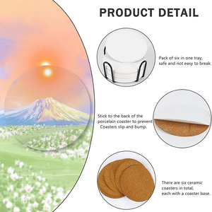 Blanko Sublimations-Keramikuntersetzer Großhandel Individuelles Logo Runde Weiße Keramik-Tassenuntersetzer mit Korkrückseite OEM - Product Image 3