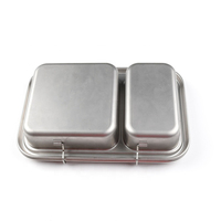 Plateau de restauration rapide en acier inoxydable à 5 compartiments, bol à soupe, boîte à lunch bento avec couvercle, vente en gros