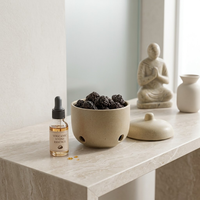 Diffuseur d'arômes en pierre de lave en céramique avec couvercle et base à trous d'aération, ensemble de pierres aromatiques pour huiles essentielles, vente en gros pour la décoration intérieure