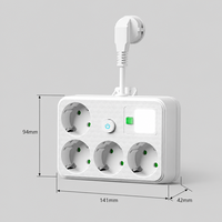 Multiprise murale UE 4 prises avec interrupteur principal et veilleuse LED, en laiton et ABS, pour maison, chambre et bureau