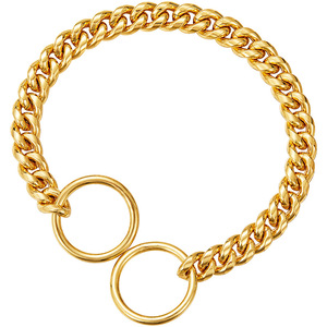 Collar de Cadena P de Acero Inoxidable Chapado en Oro de 10 mm, Collar Cubano Antideslizante, Martingala, Collar Antimordiscos, Accesorio Duradero para Mascotas - Product Image 2