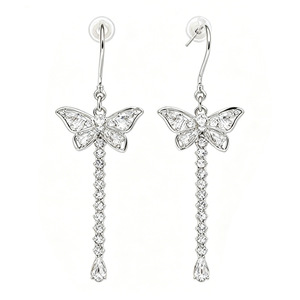 Pendientes de tuerca de moissanita VVS GRA de corte redondo con diseño de cola de pez de líneas simples, rellenos de oro de 14K, joyería de uso diario para mujer - Product Image 1