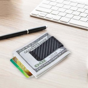 Erkekler için karbon Fiber Minimalist siyah parlak/mat cüzdan kredi kart tutucu para klip - Product Image 6