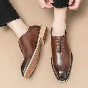 Chaussures habillées décontractées pour hommes en cuir véritable de haute qualité 2025, à lacets, bout fermé, chaussures formelles antidérapantes en caoutchouc Evergreen - Product Image 3
