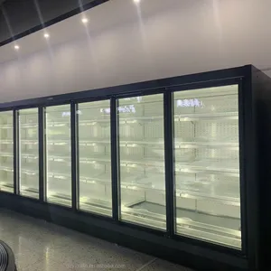 Толстые стеклянные двери Вертикальный коммерческий Морозильный дисплей для супермаркета