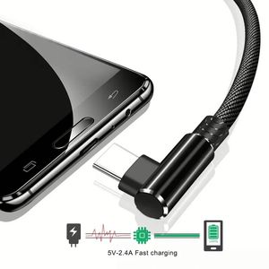 90 Degree <b>USB</b> 3.0 Type-C Cable with Nylon Braid Shielding 3A Fast Charging for Mobile Phones - Product Image 3
