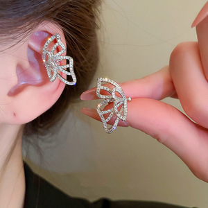 Butterfly Clip On Earrings for Women Sparkling Non Pierced Ear Cuff Daily Fashion Jewelry - Product Image 3
