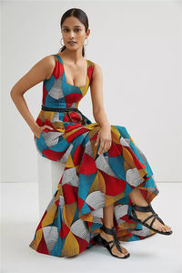 2023 Summer Casual Fashion Women Geometric Cotton <strong>African</strong> Maxi <strong>Dress</strong> - Product Image 2