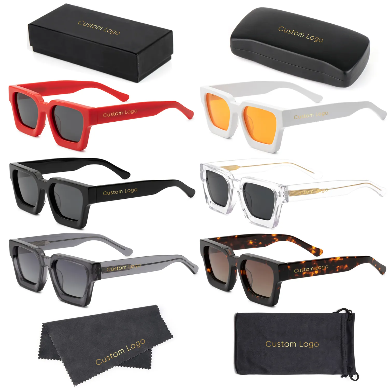 Luxury Customized Metal Logo High End Mens Women Fashionable Mazzucchelli Acetate Sunglasses Polarized Retro Thick Sun Glasses