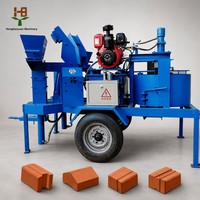 Machine à fabriquer des blocs de terre emboîtables semi-automatique à moteur diesel mobile M7MI TWIN pour le marché africain