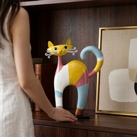 Harz-Katzenfigur im Dopamin-Stil, Farbblock-Heimdekoration für Wohnzimmer, Arbeitszimmer oder Eingangsbereich, Kreatives Geschenk, Kunsthandwerk