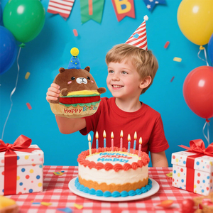 Peluche de Capibara Personalizado de Fábrica con Gorro de Hamburguesa, Juguete de Peluche Kawaii, Animal de Peluche con Sombrero de Cumpleaños, Regalos Suaves para Decoración del Hogar para Niños y Niñas - Product Image 3