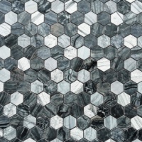 Carreau hexagonal de mosaïque de marbre naturel en bois noir pour la décoration murale de cuisine et de salle de bain