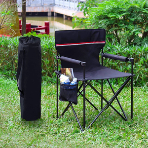 <b>Camping</b> Accessories Outdoor Foldable Fishing Chair Iron Frame Waterproof 600D Oxford Polyester Side <b>Storage</b> Bag Back Pocket - Product Image 2