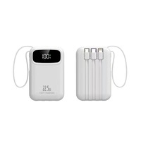 Batterie externe portable mini 20000 mAh avec impression UV personnalisée du logo, 4 câbles intégrés, certifiée 3C, cadeau promotionnel personnalisé
