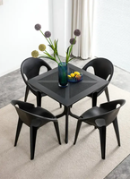 Vente en gros Table à manger et chaises de jardin blanc noir gris Ensemble table à manger et chaises d'extérieur en plastique PP