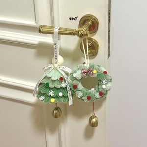 Handmade Pipe Cleaner Christmas Tree <b>Wreath</b> Ornament with Bell DIY Xmas <b>Door</b> Hanging Decoration Twister stick - Product Image 2