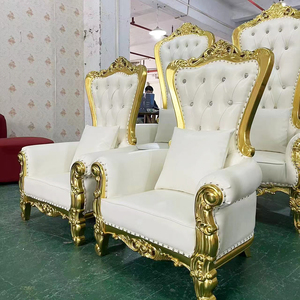 Chaises de trône royales dorées à haut dossier pour enfants, luxe, roi et reine, canapé de mariage pour hôtel - Product Image 2