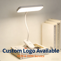 Lampe de bureau LED à clipser, flexible, col de cygne, lumière de lecture, 3 modes de couleur, gradation progressive, commande tactile, CRI 90, rechargeable
