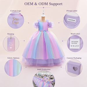 Vestido de Princesa Arcoíris <span class=keywords><strong>para</strong></span> <span class=keywords><strong>Niñas</strong></span> de 8 a 12 Años, Vestido de Fiesta Formal Personalizado OEM ODM, Vestido de Tul con Capas - Product Image 2