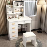 Table de toilette moderne en contreplaqué de chêne avec miroir réglable et armoire de rangement pour chambre à coucher - Design écologique