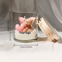 Bougie parfumée artisanale en cire de soja, forme cylindrique, senteur florale/végétale, dans un bocal en verre avec couvercle en bois, pour la maison, les fêtes, Pâques, Ramadan