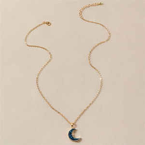 الأوروبية والأمريكية بسيطة مجوهرات الأزياء قلادة على شكل قمر قلادة الهلال القمر كسر الماس الترتر واحدة طبقة المختنق - Product Image 3