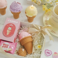 Velas Personalizadas de Lujo con Aroma, Diseño Adorable de Cono de Helado en Tonos Pastel, Velas con Forma de Helado para Tiendas de Regalos
