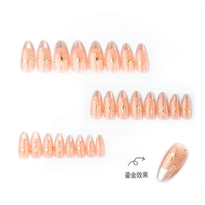 24 Pièces <span class=keywords><strong>Faux</strong></span> <span class=keywords><strong>Ongles</strong></span> Européens et Américains Haut de Gamme en Argent, Effet Œil de Chat Français, Forme Amande, à Porter, Dorés Ciel Étoilé - Product Image 3