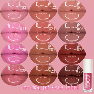 ลิปกลอสวีแกนคุณภาพสูง แบรนด์ส่วนตัว ไม่เหนียวเหนอะหนะ สีนู้ดใส - Product Image 1