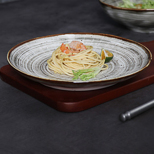 Assiettes de restaurant Michell grises ensemble d'assiettes à dîner en porcelaine vaisselle européenne rubans plats assiettes en céramique restaurants vaisselle - Product Image 4