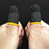 Fundas de pulgar para juego de teléfono móvil, cubierta antideslizante para dedo, a prueba de sudor, fibra de carbono de cobre plateado