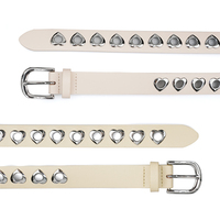 Ceinture en cuir PU pour femme style Y2K, avec découpes cœur mignonnes, œillets métalliques et boucle ardillon en alliage de zinc, pour pantalon - Vente en gros OEM