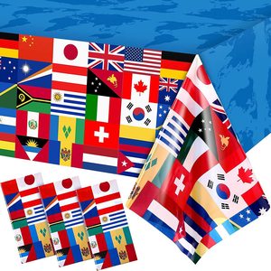 Yunik International Flag <b>Tablecloth</b> 130x220cm Disposable Party Decor for Birthdays Holidays Gatherings Picnics - Product Image 1
