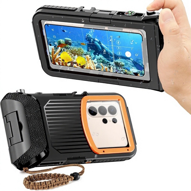 Luxury 50FT Deep Waterproof Mobile Phone Cases Underwater Snorkeling Diving Protective Universal 5.4-6.9 Inch Smartphone Black