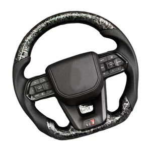 Volant de style sport en fibre de carbone et cuir personnalisé pour Yo Ta Alp ha Rd 2014 Land Cruiser Prado - Product Image 2