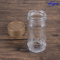 Nouveau pot en verre rond pour café instantané 2026, 200 ml/50 g, bouteille d'emballage pour poudre de café avec bouchon en plastique doré