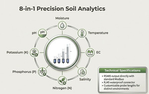 Détecteur de paramètres du sol 8-en-1 10CM 20CM 30CM : humidité, température, EC, salinité, NPK, <span class=keywords><strong>pH</strong></span> pour l'agriculture et le jardinage - Product Image 3