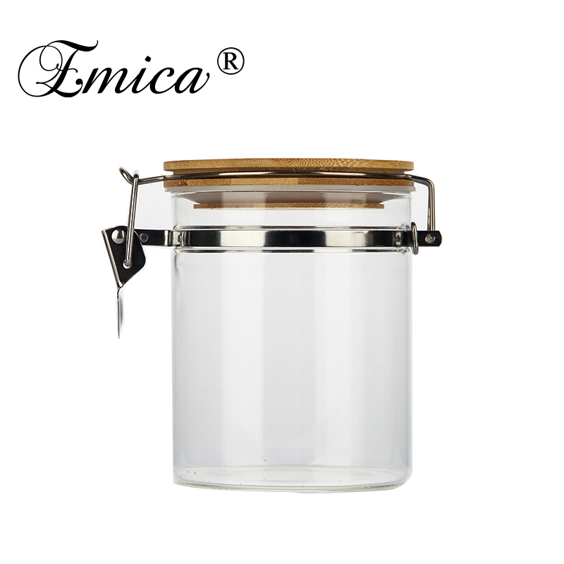 100ml Transparent Spice Glass Jar Bamboo Lid With Steel Clip Storage