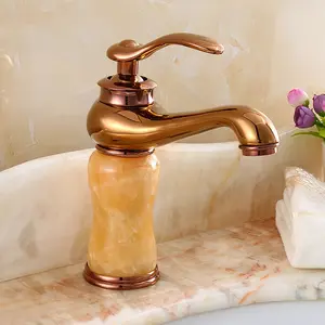 Marble basin faucet hot and cold basin jade taps copper lavatory faucet marble stone jade basin Mixers