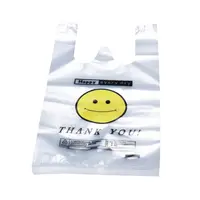 Bolsa de plástico reciclada personalizada para supermercado, bolsa de almacenamiento de comestibles con cara sonriente, barata