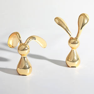Adorno de <span class=keywords><strong>elefante</strong></span> de oro abstracto, artesanía de conejo dorado brillante, escultura de Animal brillante para decoración del hogar - Product Image 1