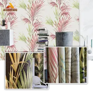 Auseng Pink Flower Spike Picture Stripped Texture Metallic Pattern Decor 5D Mural Wall Wallpaper