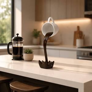 Sculpture de tasse à café suspendue en résine faite à <span class=keywords><strong>la</strong></span> main, illusion 3D de coulée, 15 cm, blanc mat, décoration de bureau, bar, café, cuisine, cadeau - Product Image 6