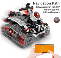 Coche de Acrobacias Robótico 3 en 1 con Programación por APP, Bloques de Construcción, Control Dual, Control Remoto 2.4G, Codificación, Juguete Educativo STEM DIY de Ladrillos para Niños