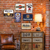 Juego de Letreros Metálicos Vintage de Cerveza, Ron y Licores, Decoración Retro para Pared de Bar, Pub, Hogar, Cueva del Hombre, Garaje