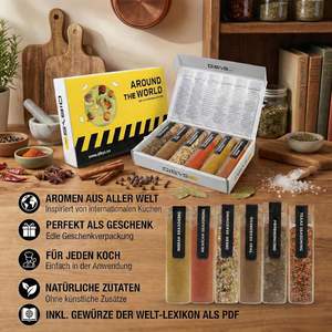 DIBYS Juego de Regalo de Especias Mundiales Moderno de Plástico de 6 Piezas con Mezclas Tailandesas, Mexicanas e Indias y Recetas para Amantes de la Cocina - Product Image 3