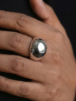 Trendiger Vintage-Schmuck, anlaufgeschützt, 18K vergoldeter, klobiger Kuppelring aus 316L Edelstahl, polierter breiter Statement-Ring