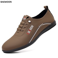 BAEWOON B08 Chaussures décontractées pour hommes, chaussures de conduite, semelle souple, quatre saisons, en cuir, confortables, fines, respirantes, légères, chaussures de sport